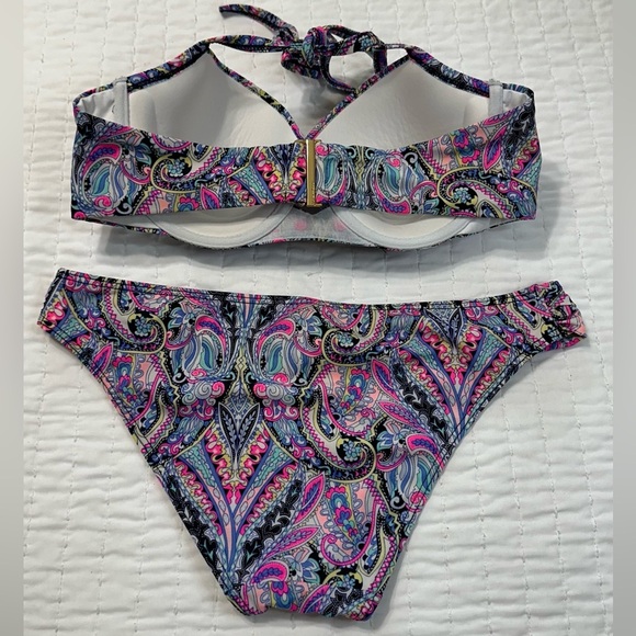 Victoria's Secret Pink and Blue Halter Bikini Set Size 34D - Picture 3 of 13